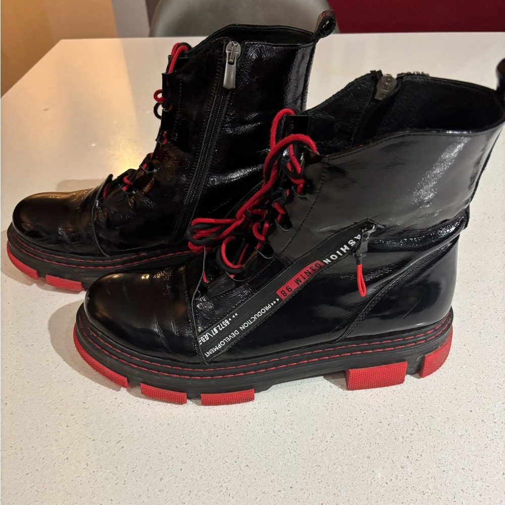 Black and Red Women's Boots